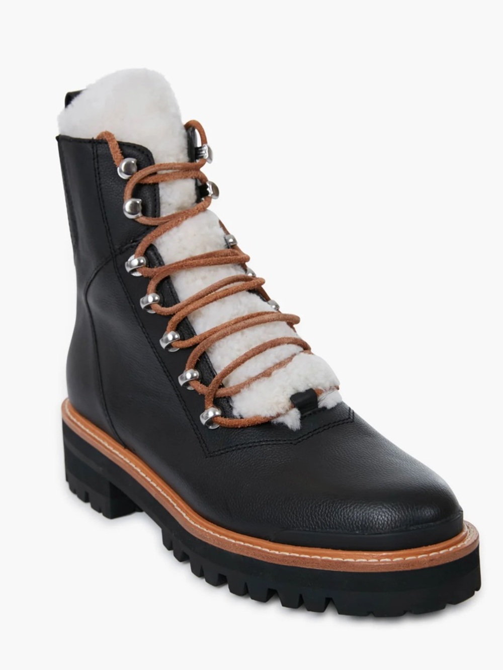 Marc Fisher Black Leather Lace-Up Boots